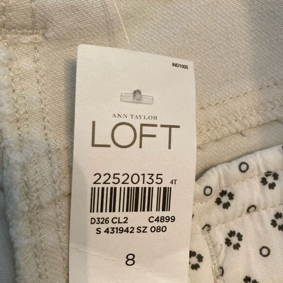 LOFT NWT cream pants w/zipper pockets and unfinished hem chic for season - Picture 6 of 11